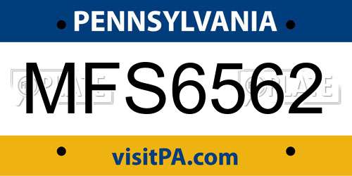 MFS6562 Pennsylvania License Plate