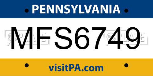 MFS6749 Pennsylvania License Plate