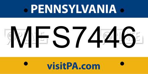 MFS7446 Pennsylvania License Plate