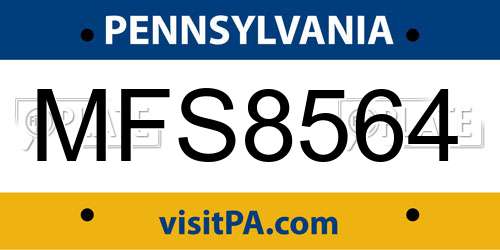 MFS8564 Pennsylvania License Plate