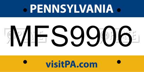 MFS9906 Pennsylvania License Plate