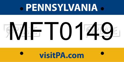 MFT0149 Pennsylvania License Plate