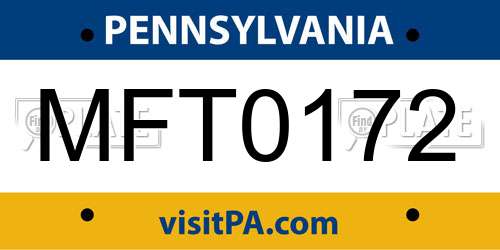 MFT0172 Pennsylvania License Plate