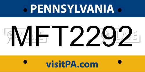 MFT2292 Pennsylvania License Plate