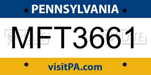 MFT3661 Pennsylvania License Plate