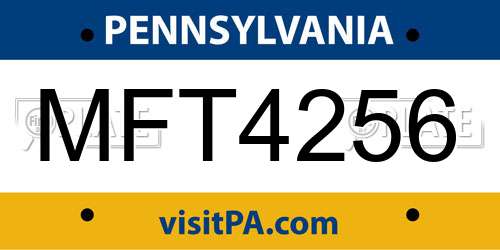 MFT4256 Pennsylvania License Plate