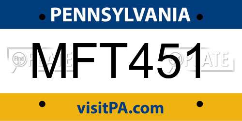 MFT451 Pennsylvania License Plate