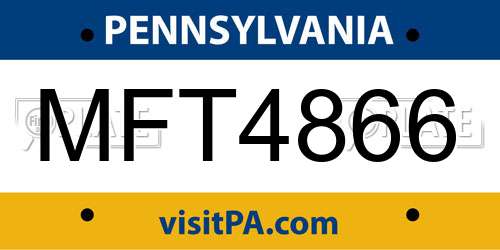 MFT4866 Pennsylvania License Plate