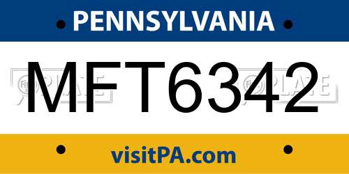 MFT6342 Pennsylvania License Plate