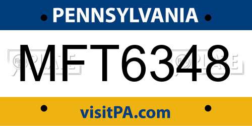 MFT6348 Pennsylvania License Plate
