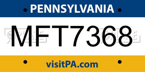 MFT7368 Pennsylvania License Plate