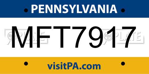 MFT7917 Pennsylvania License Plate