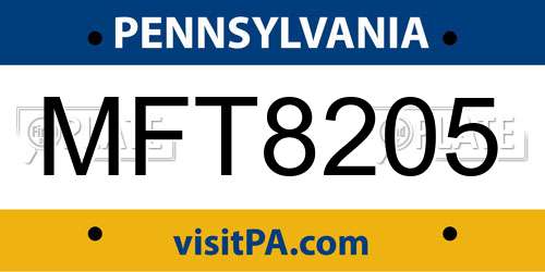MFT8205 Pennsylvania License Plate