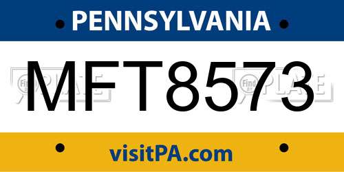MFT8573 Pennsylvania License Plate