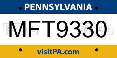 MFT9330 Pennsylvania License Plate