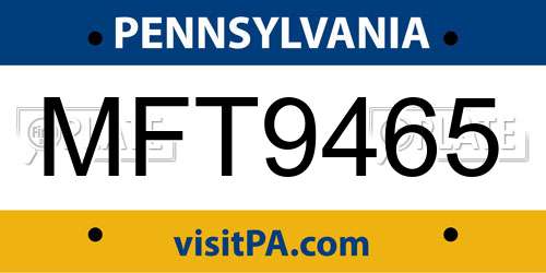 MFT9465 Pennsylvania License Plate