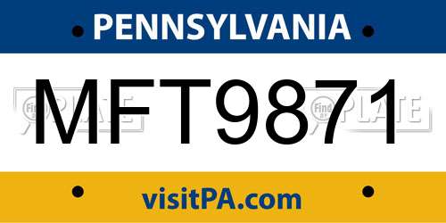MFT9871 Pennsylvania License Plate