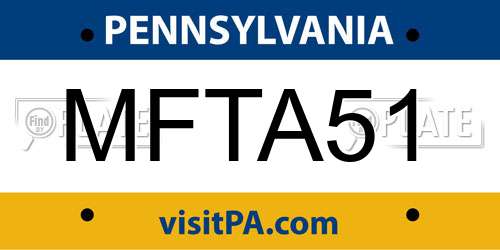 MFTA51 Pennsylvania License Plate