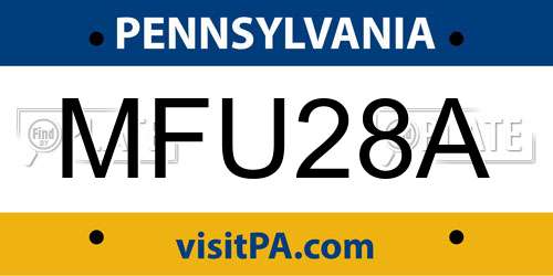 MFU28A Pennsylvania License Plate