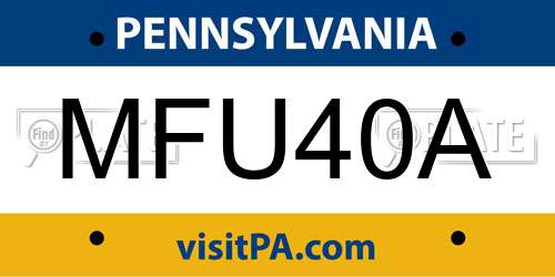 MFU40A Pennsylvania License Plate