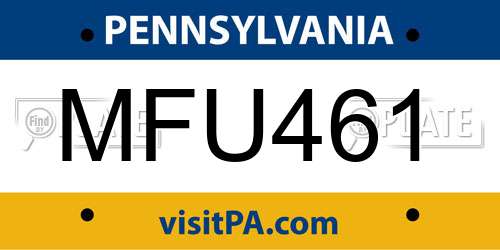 MFU461 Pennsylvania License Plate