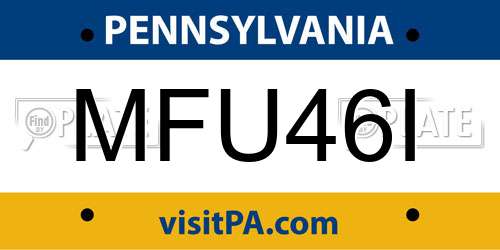 MFU46I Pennsylvania License Plate