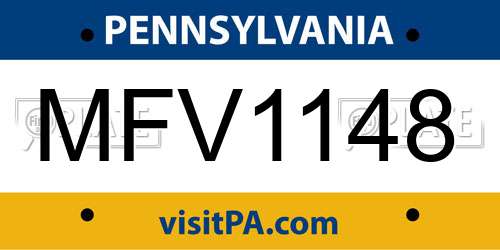 MFV1148 Pennsylvania License Plate