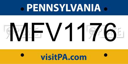 MFV1176 Pennsylvania License Plate