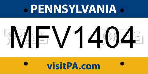 MFV1404 Pennsylvania License Plate