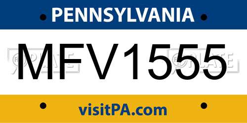 MFV1555 Pennsylvania License Plate