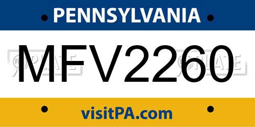 MFV2260 Pennsylvania License Plate
