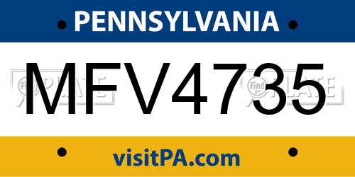 MFV4735 Pennsylvania License Plate