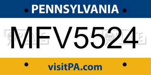 MFV5524 Pennsylvania License Plate