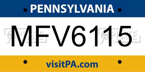 MFV6115 Pennsylvania License Plate
