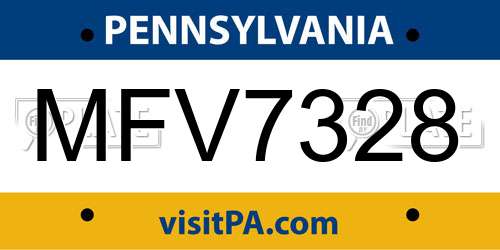 MFV7328 Pennsylvania License Plate