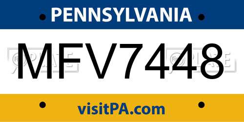 MFV7448 Pennsylvania License Plate