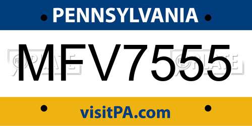 MFV7555 Pennsylvania License Plate