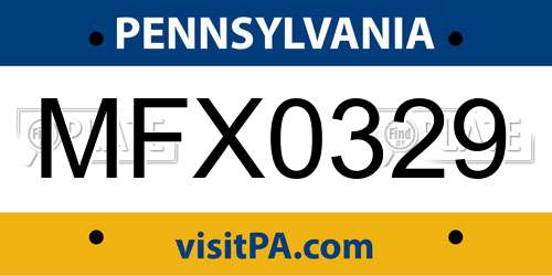 MFX0329 Pennsylvania License Plate