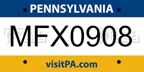 MFX0908 Pennsylvania License Plate
