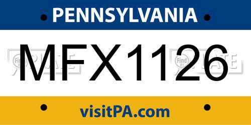 MFX1126 Pennsylvania License Plate