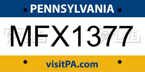 MFX1377 Pennsylvania License Plate