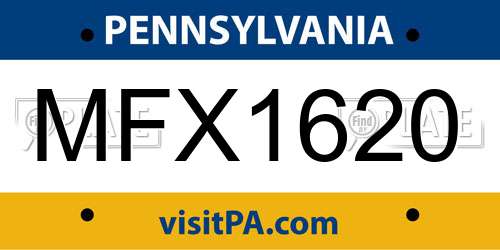 MFX1620 Pennsylvania License Plate