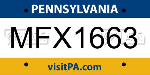 MFX1663 Pennsylvania License Plate
