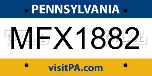 MFX1882 Pennsylvania License Plate