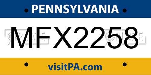 MFX2258 Pennsylvania License Plate