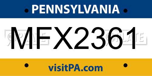 MFX2361 Pennsylvania License Plate