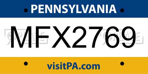 MFX2769 Pennsylvania License Plate
