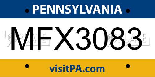 MFX3083 Pennsylvania License Plate