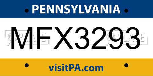 MFX3293 Pennsylvania License Plate