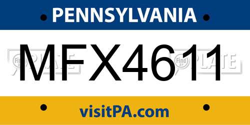 MFX4611 Pennsylvania License Plate